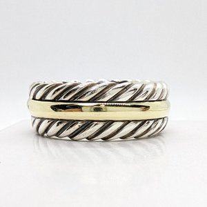 VINTAGE David Yurman Sterling Silver & 14K Yellow Gold Band Size 9.5